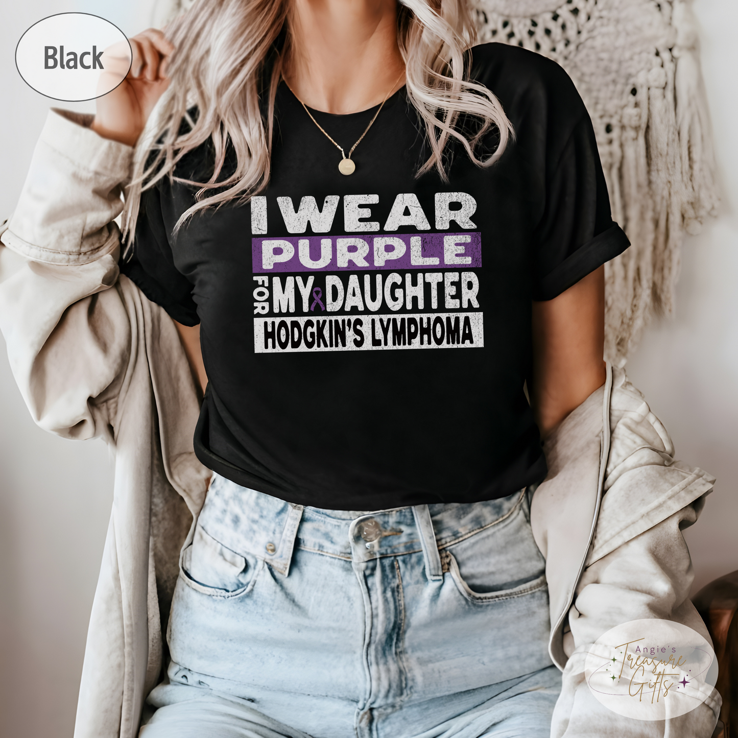 Hodgkin's Lymphoma Awareness Support Shirt for Mom or Dad, I Wear Purple For My Daughter Tshirt, Cancer Support Squad Sweatshirt