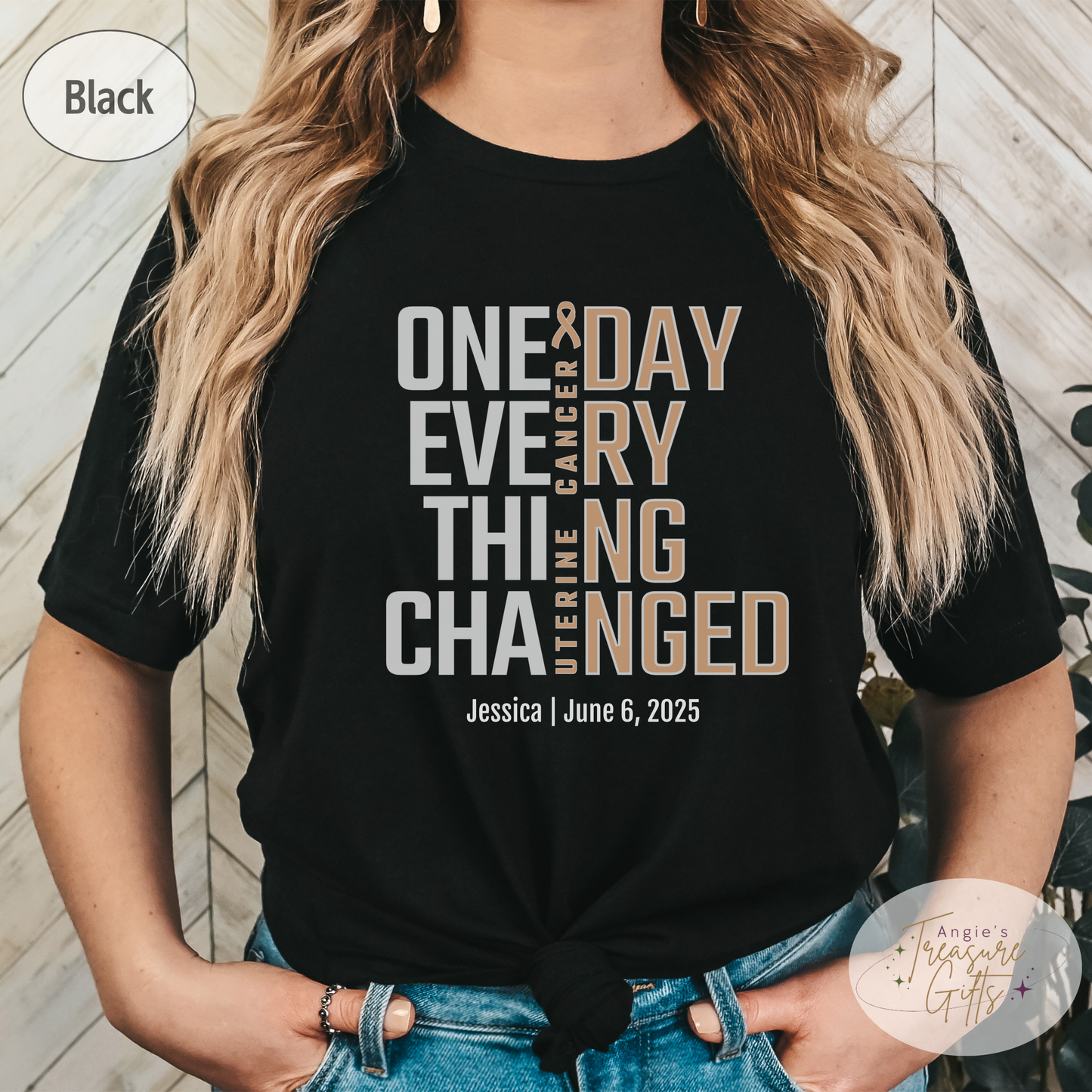 Personalized Uterine Cancer Awareness T-Shirt – One Day Everything Changed – Custom Survivor, Warrior, Memorial Gift