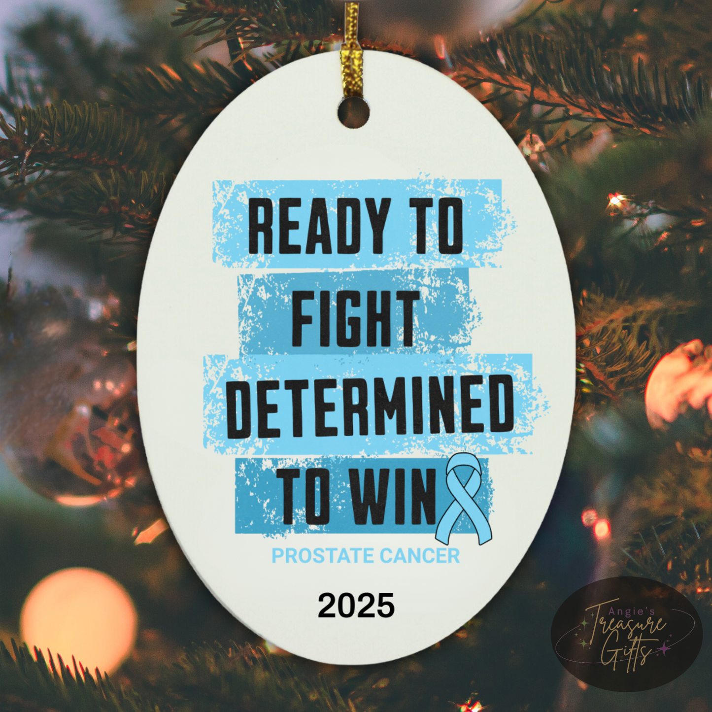 Personalized Prostate Cancer Awareness Ornaments – Light Blue Ribbon Keepsakes