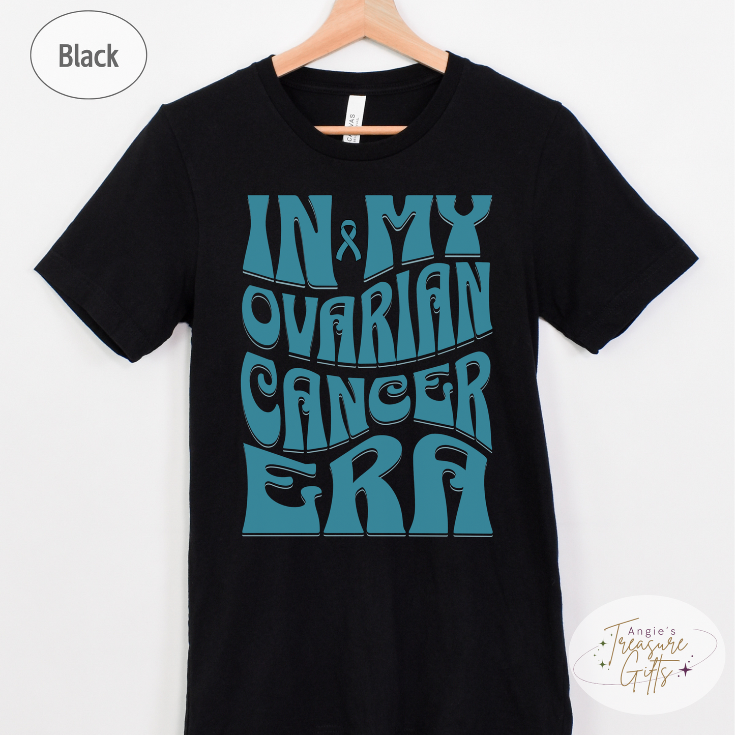 In My Ovarian Cancer Era Shirt – Teal Awareness Ribbon – Bella Canvas 3001 Unisex Tee – Cancer Support Gift