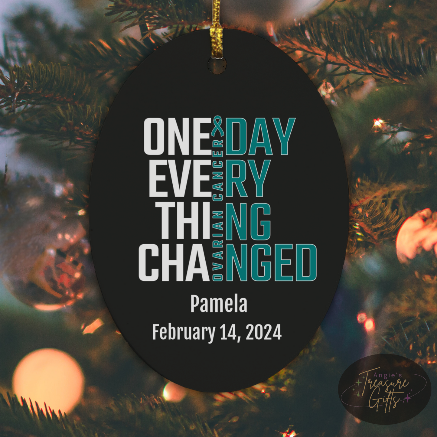 One Day Everything Changed Ovarian Cancer Awareness Ornament – Personalized Survivor Gift