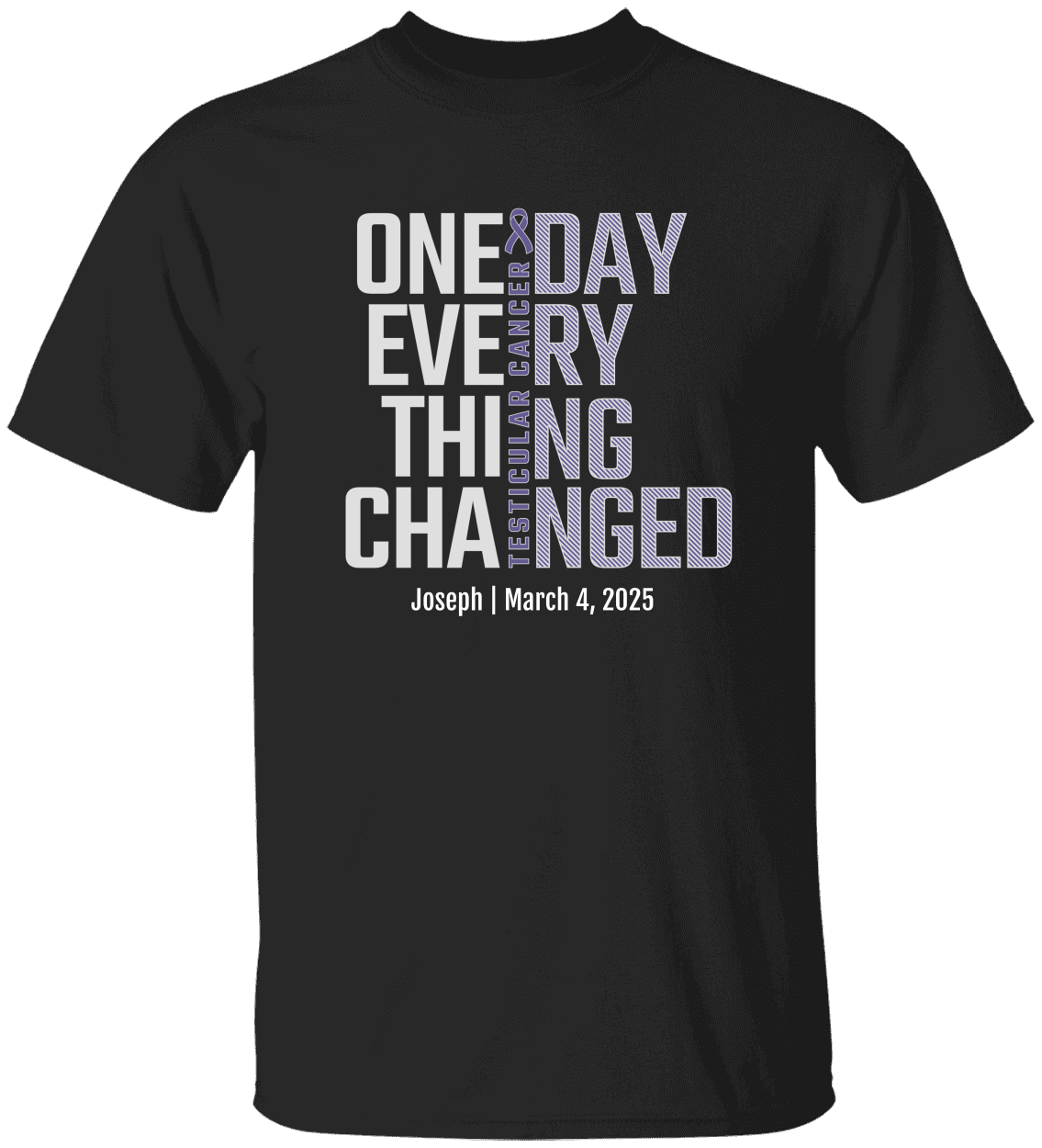 Personalized Testicular Cancer Awareness T-Shirt – One Day Everything Changed – Custom Survivor, Warrior, Memorial Gift