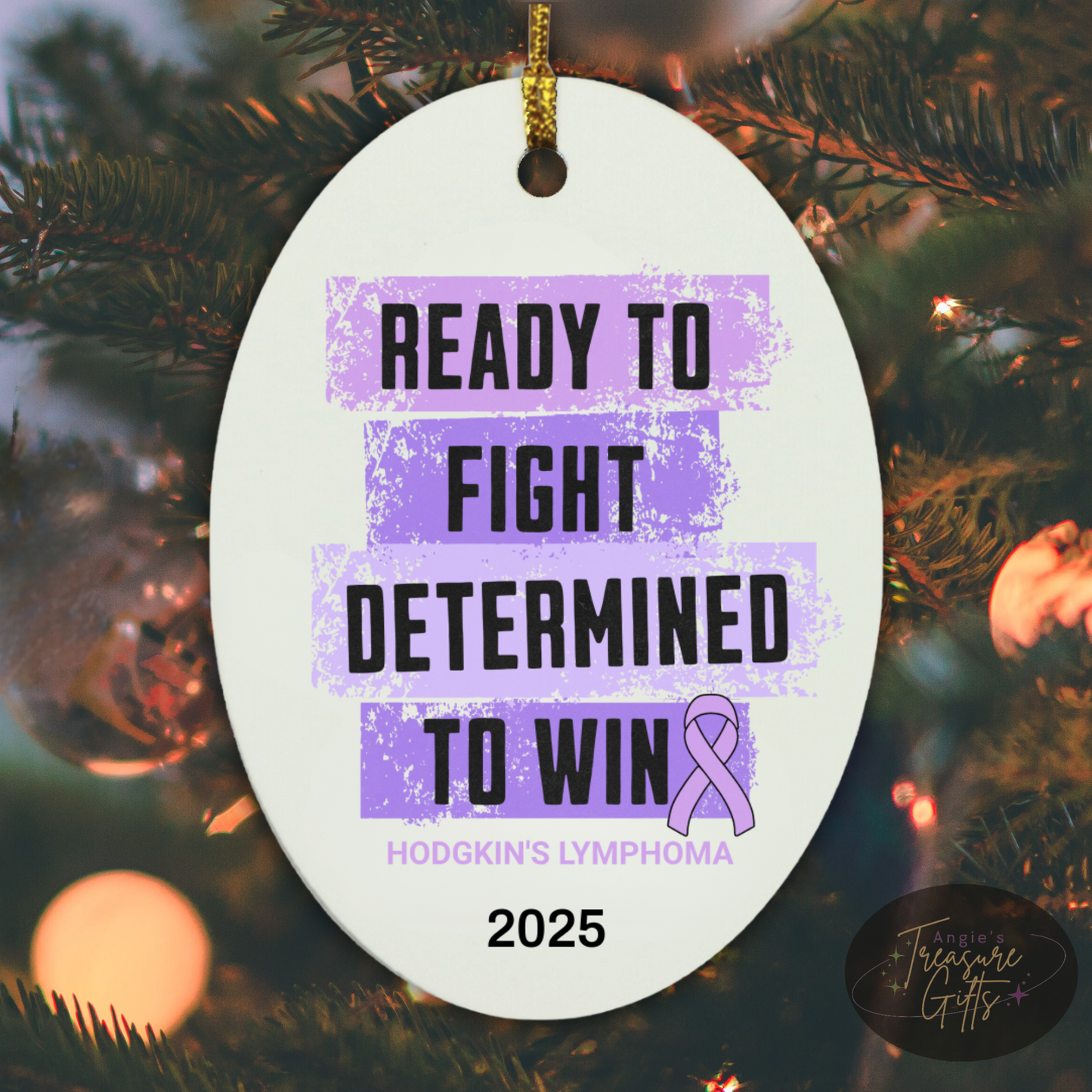 Personalized Hodgkin’s Lymphoma Awareness Ornaments – Purple Ribbon Keepsakes