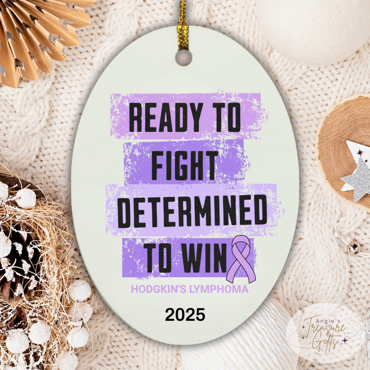 Personalized Hodgkin’s Lymphoma Awareness Ornaments – Purple Ribbon Keepsakes