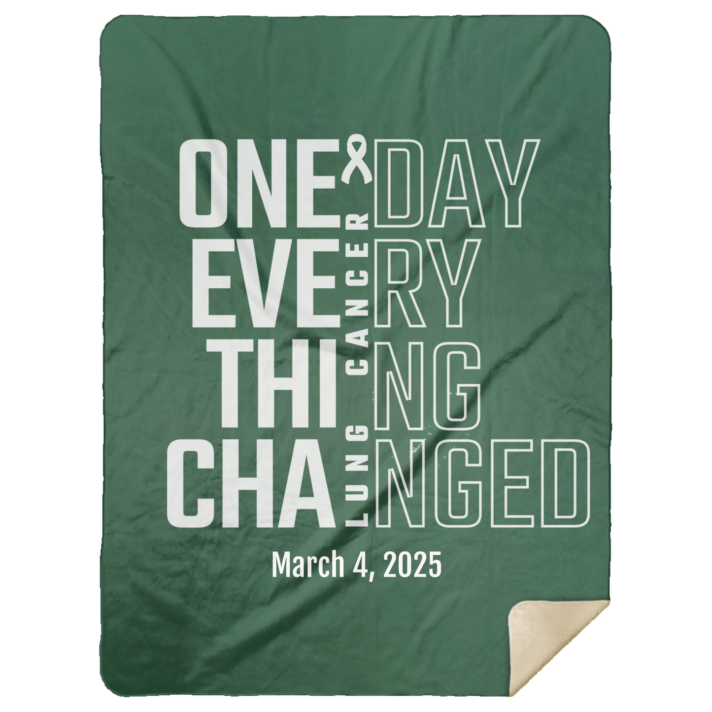 Personalized Lung Cancer Awareness Sherpa Blanket – One Day Everything Changed – Custom Name & Date - Three Sizes - White Ribbon Gift