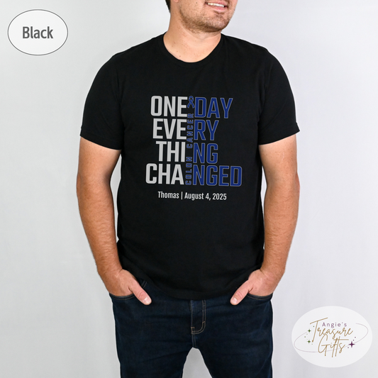 Personalized Colon Cancer Awareness T-Shirt – One Day Everything Changed – Custom Survivor, Warrior, Memorial Gift