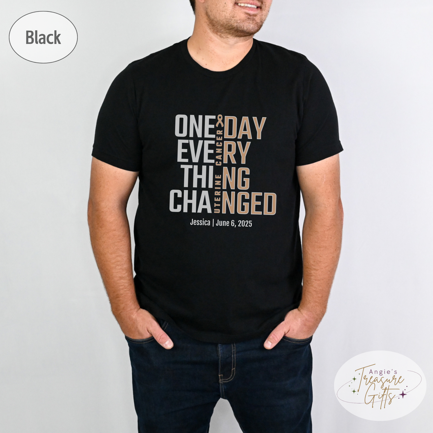 Personalized Uterine Cancer Awareness T-Shirt – One Day Everything Changed – Custom Survivor, Warrior, Memorial Gift