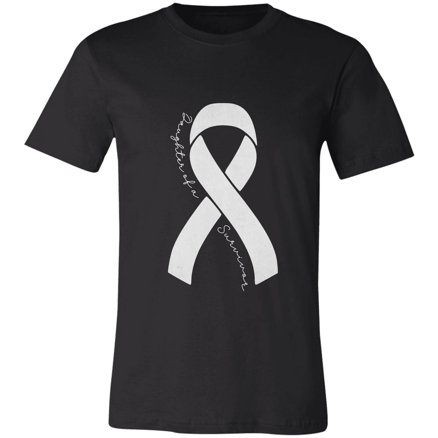 Personalized Lung Cancer Awareness Shirt – White Ribbon Tee – Customizable Survivor, Warrior, Fighter Support – Bella Canvas 3001