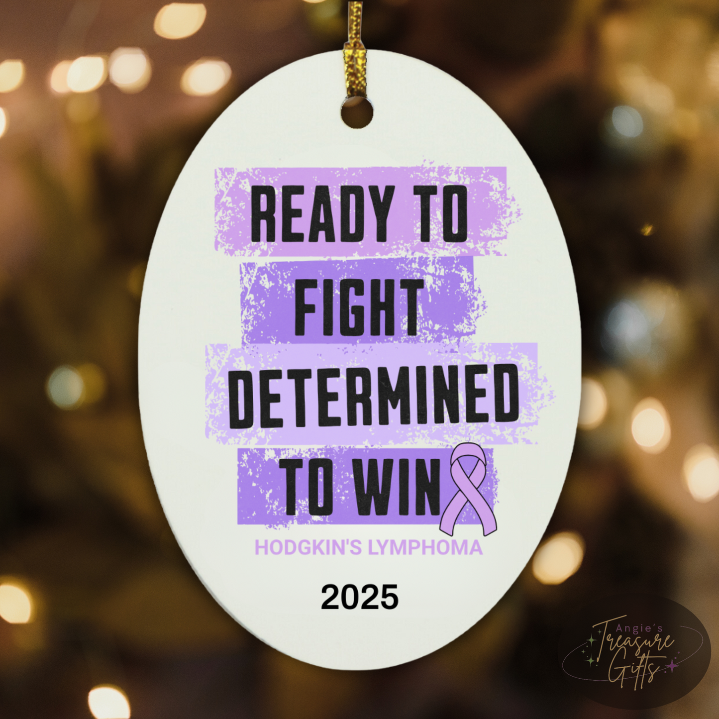 Personalized Hodgkin’s Lymphoma Awareness Ornaments – Purple Ribbon Keepsakes