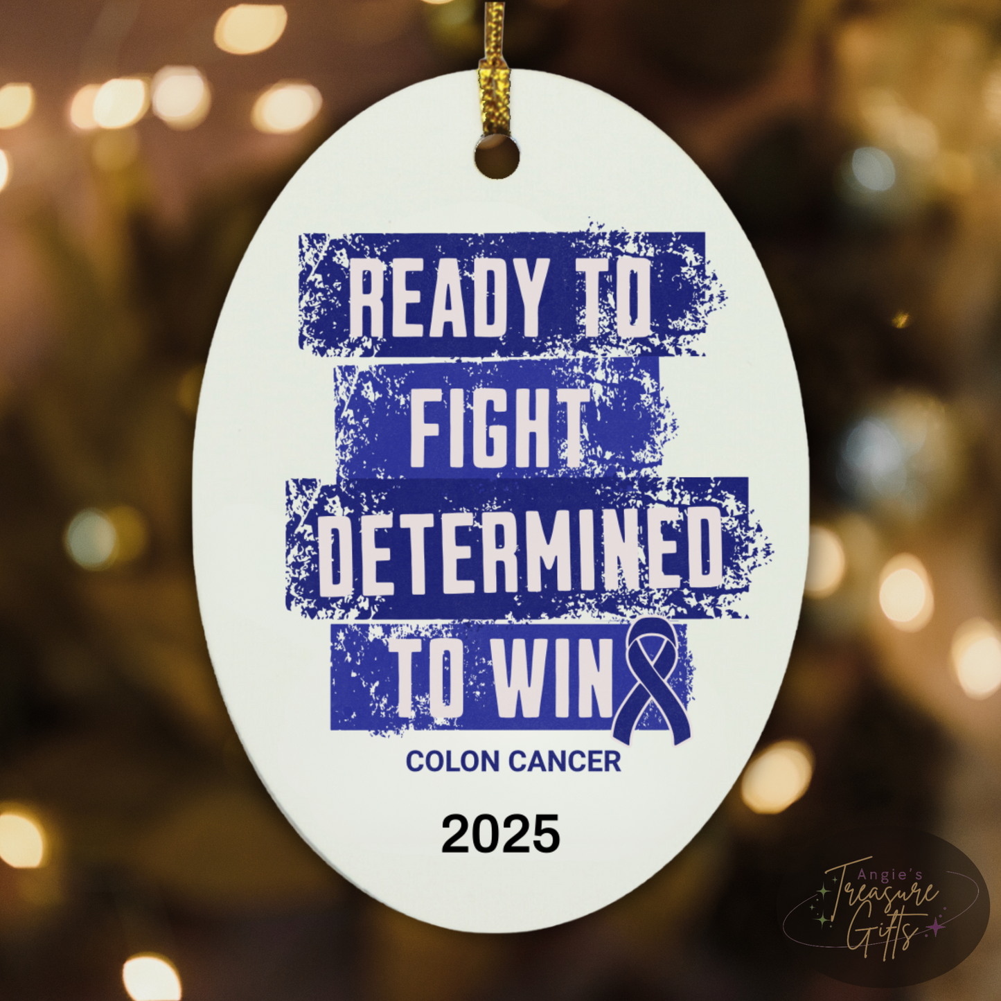 Personalized Colon Cancer Awareness Ornaments – Dark Blue Ribbon Keepsakes