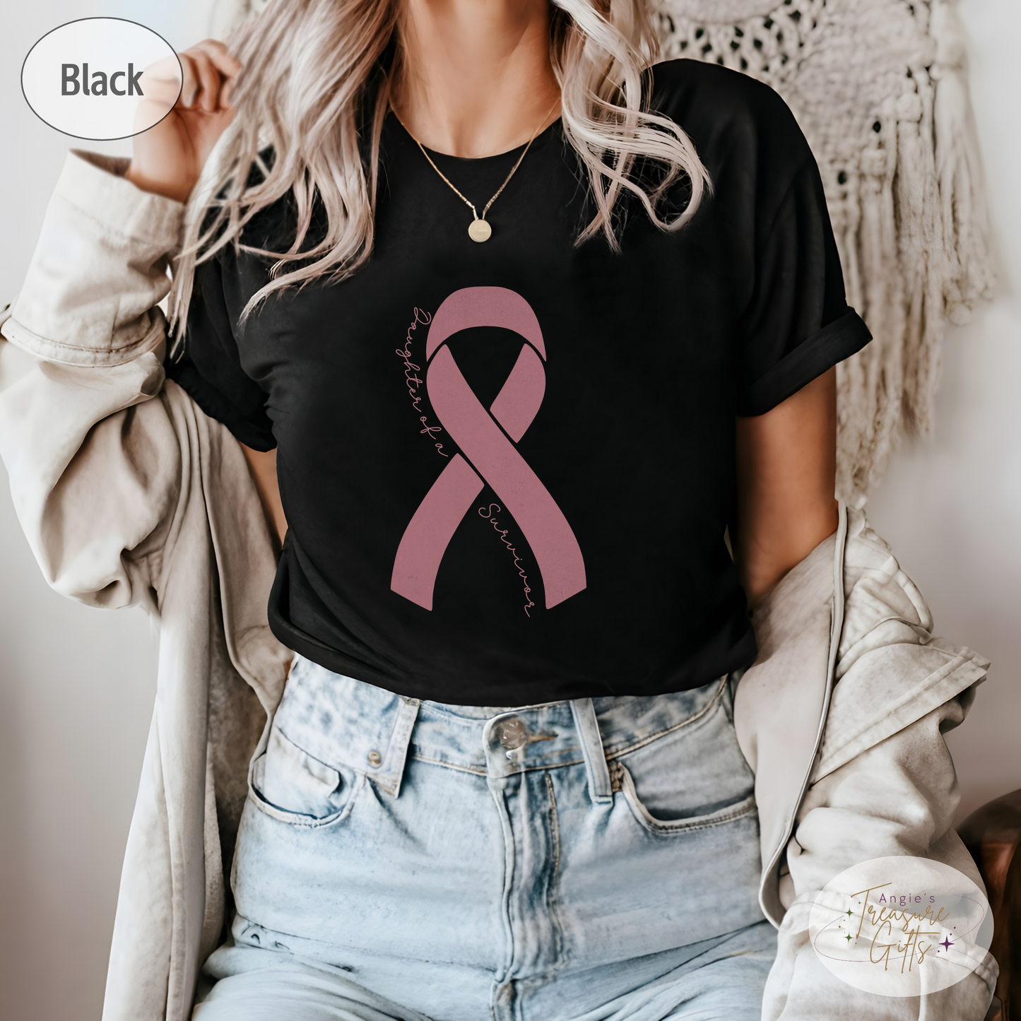 Personalized Breast Cancer Awareness Shirt – Pink Ribbon Tee – Customizable Survivor, Warrior, Fighter Support – Bella Canvas 3001