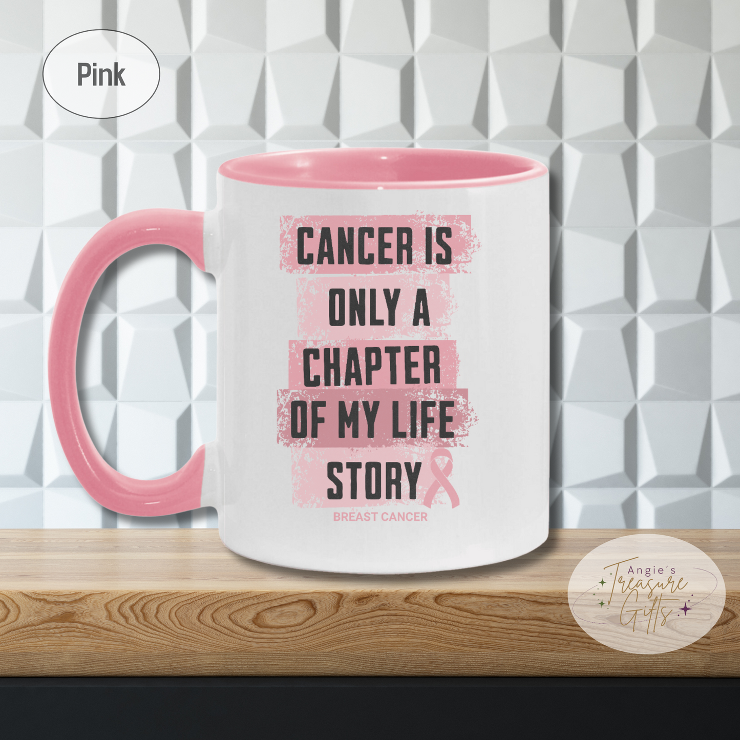 Breast Cancer Survivor Mug - Cancer Is Only a Chapter Gift – Pink Ribbon Ceramic Mug – Breast Cancer Awareness Gift for Mother's Day