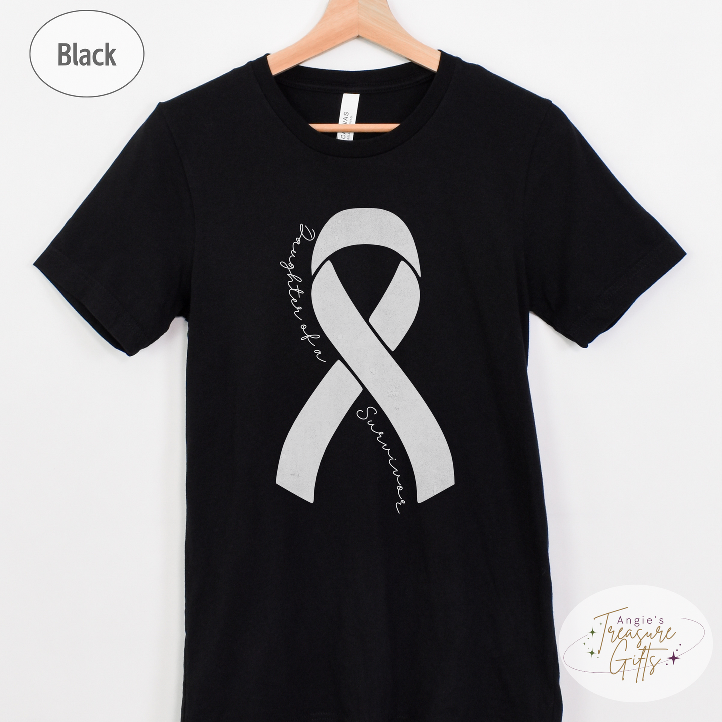 Personalized Lung Cancer Awareness Shirt – White Ribbon Tee – Customizable Survivor, Warrior, Fighter Support – Bella Canvas 3001