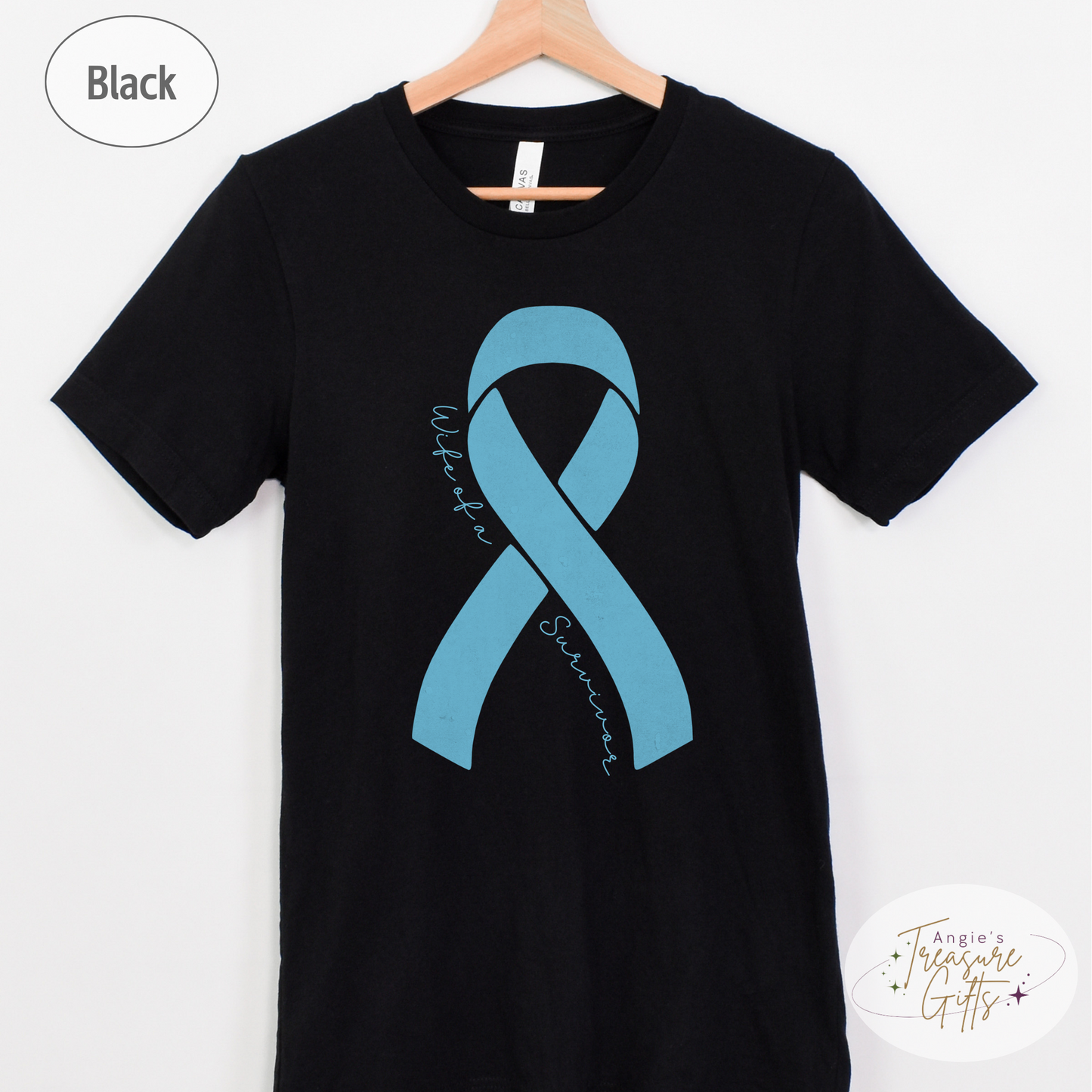 Personalized Prostate Cancer Awareness Shirt – Light Blue Ribbon Tee – Customizable Survivor, Warrior, Fighter Support – Bella Canvas 3001