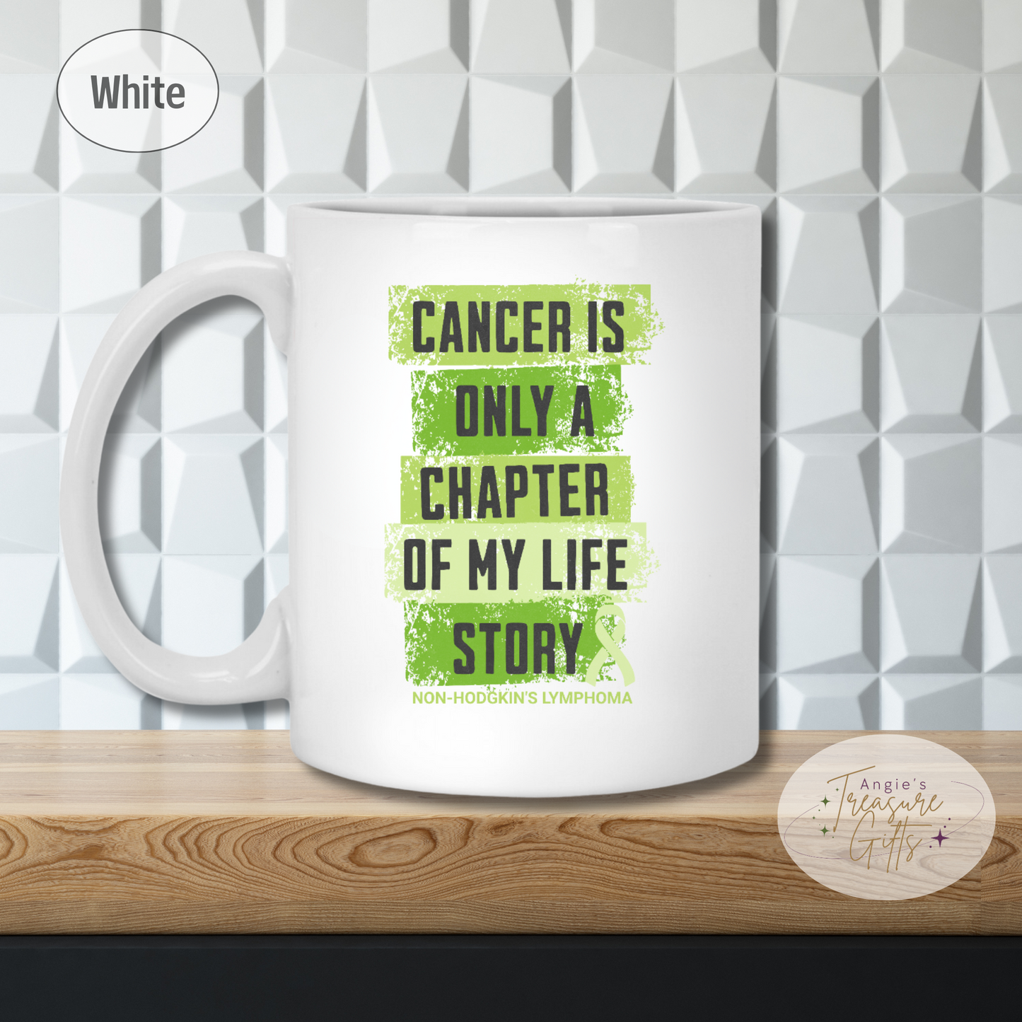 Non-Hodgkin’s Lymphoma Survivor Mug – Lime Green Ribbon Cup - "Cancer Is Only a Chapter" Gift - Mother's Day Present - Father's Day Gift