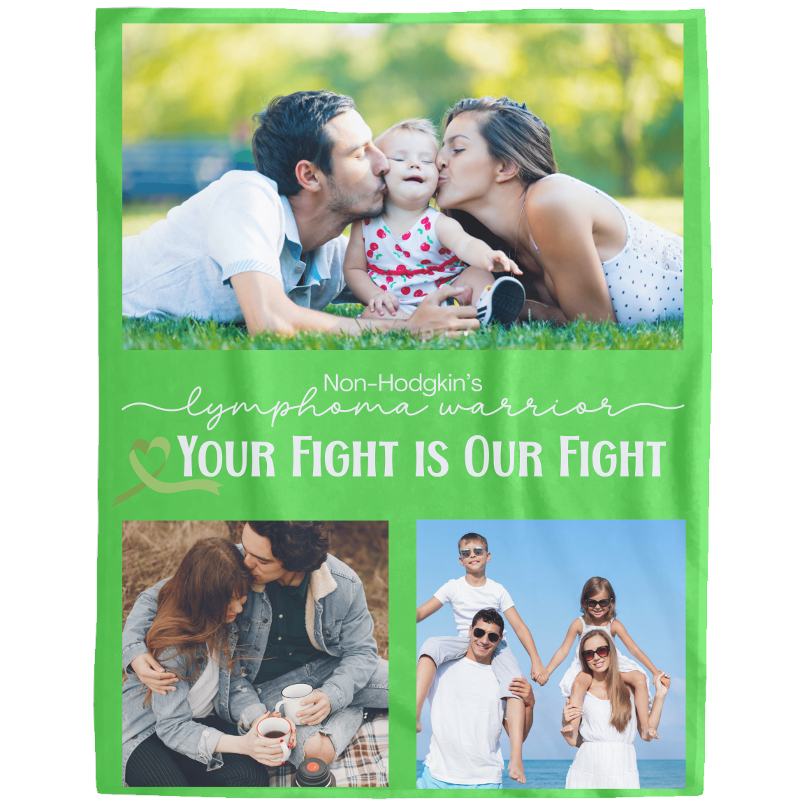 Personalized Non-Hodgkin’s Lymphoma Warrior Photo Blanket – “Your Fight Is Our Fight” Plush Fleece 60x80