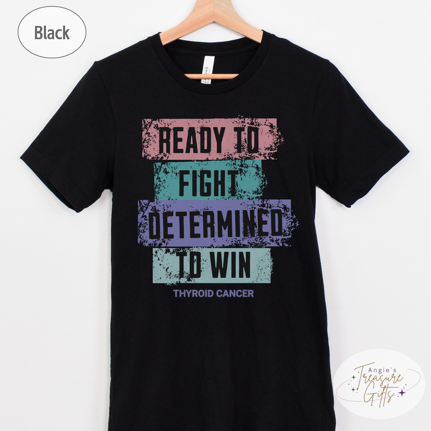 Thyroid Cancer Shirt, Thyroid Cancer Fighter Tee, Cancer Support Squad Tshirt, Pink Teal Purple Ribbon, Size Small to 4XL, Plus Size.