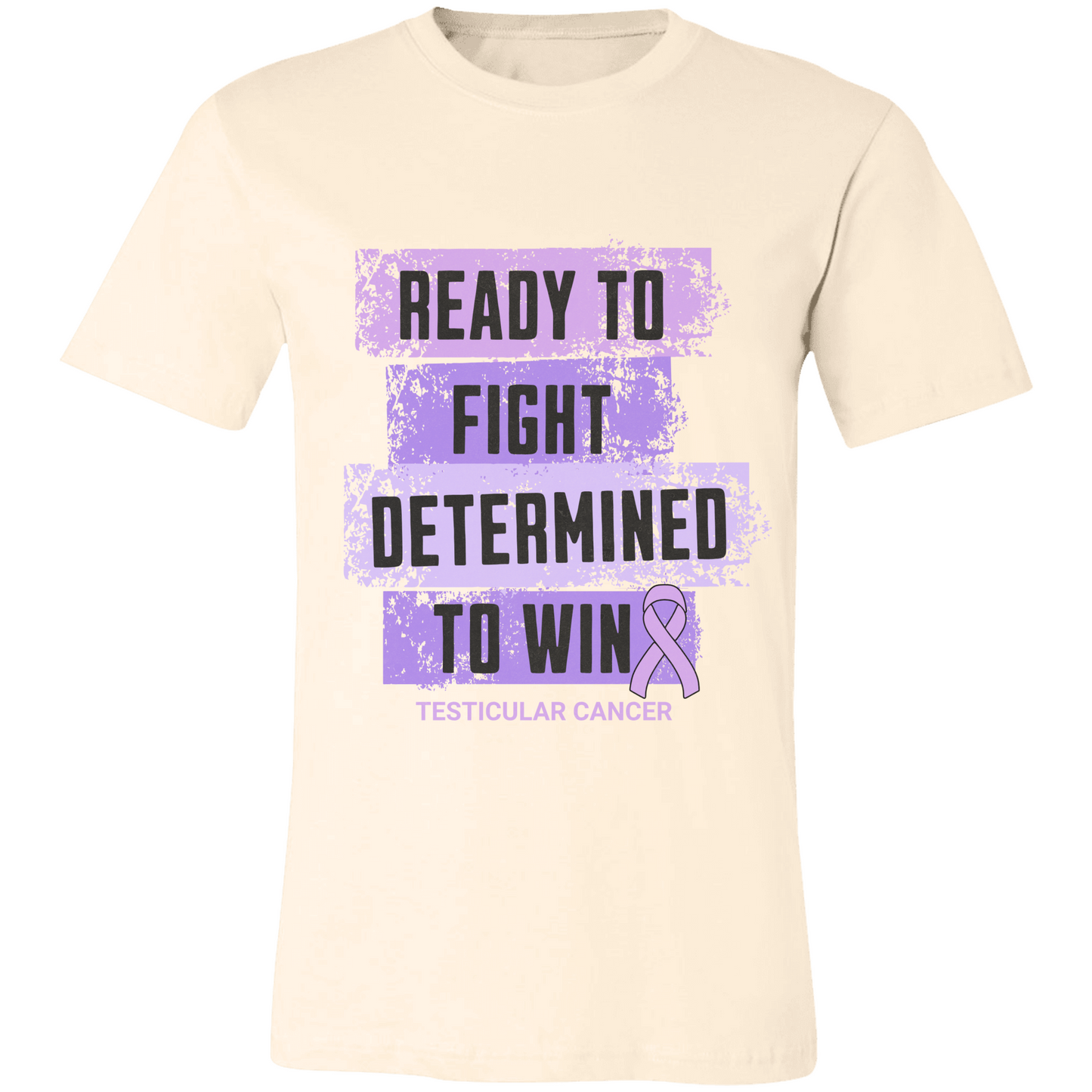 Testicular Cancer Awareness T-Shirt – Light Purple Ribbon Survivor Gift – Ready to Fight Determined to Win