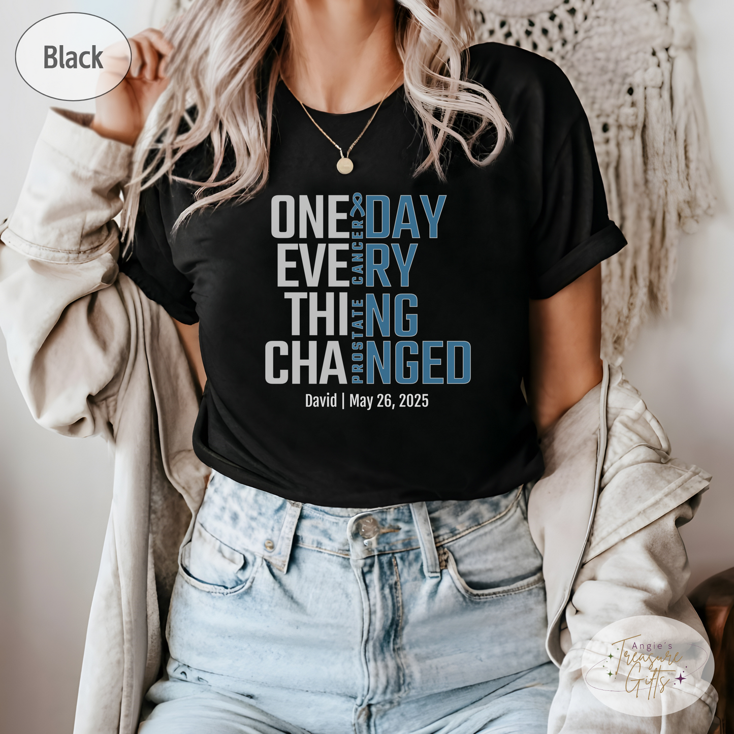 Personalized Prostate Cancer Awareness T-Shirt – One Day Everything Changed – Custom Survivor, Warrior, Memorial Gift