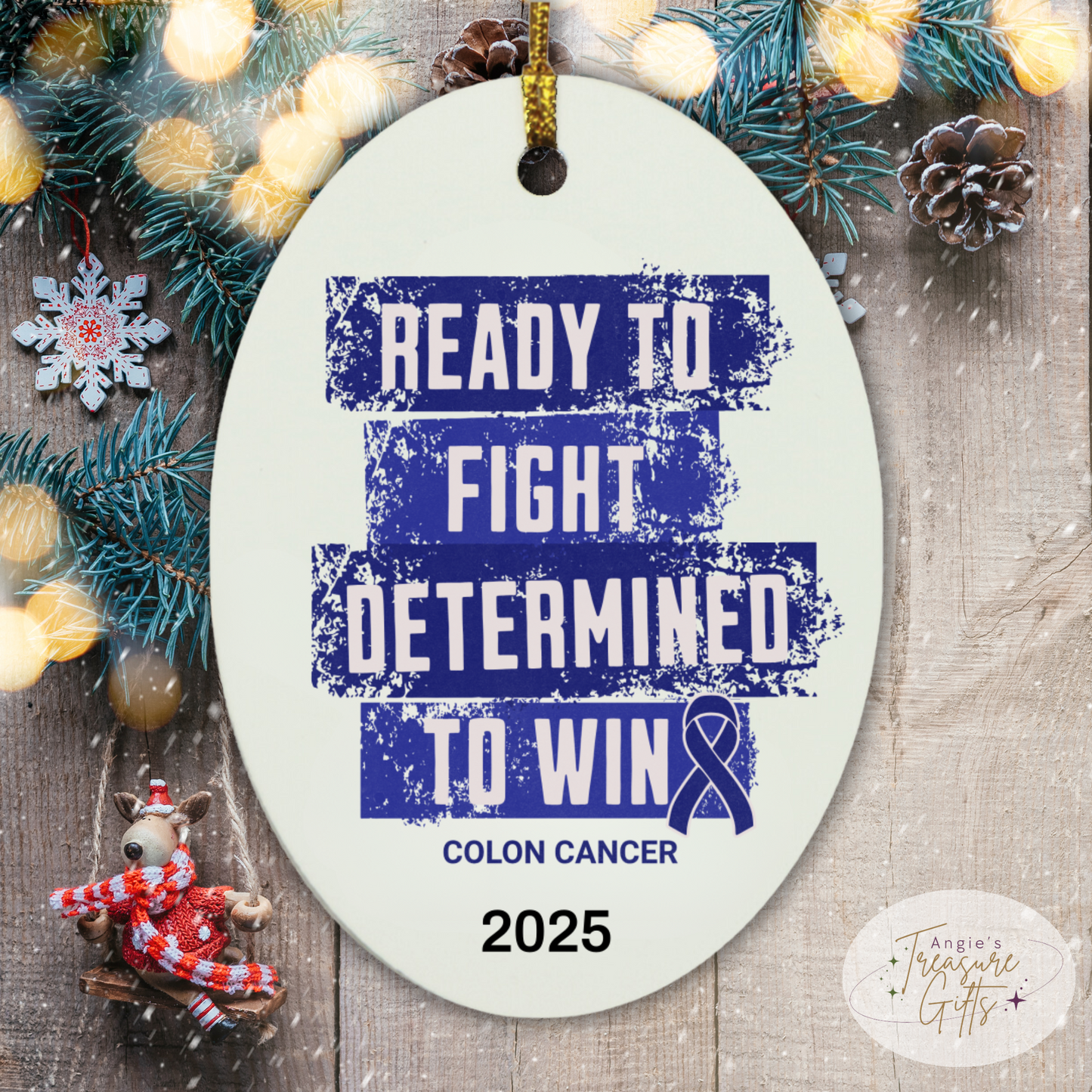 Personalized Colon Cancer Awareness Ornaments – Dark Blue Ribbon Keepsakes