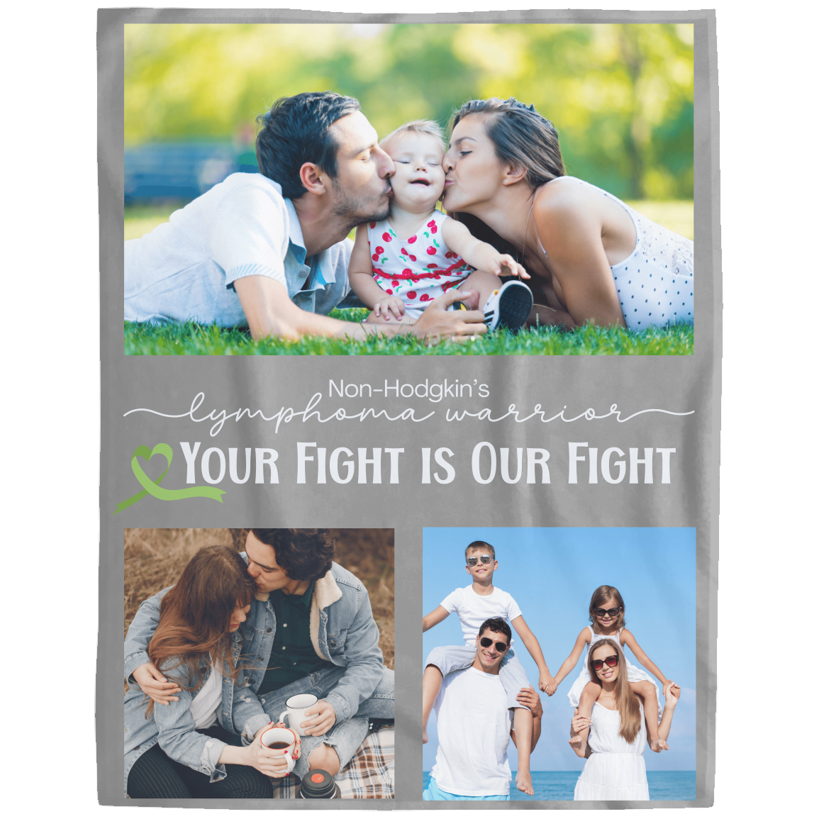 Personalized Non-Hodgkin’s Lymphoma Warrior Photo Blanket – “Your Fight Is Our Fight” Plush Fleece 60x80