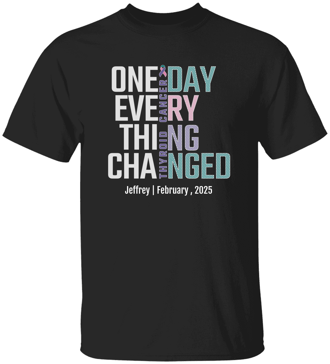 Personalized Thyroid Cancer Awareness T-Shirt – One Day Everything Changed – Custom Survivor, Warrior, Memorial Gift