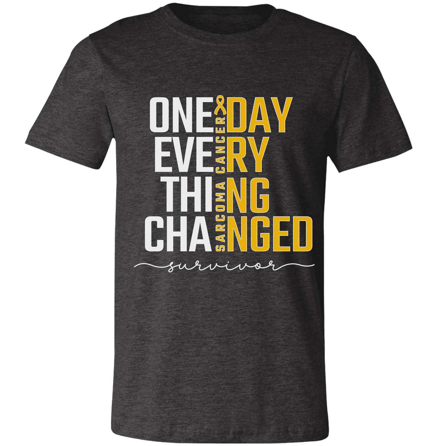 Sarcoma Cancer Survivor Tshirt, One Day Everything Changed Tee, Yellow Ribbon Awareness Shirt for Sarcoma Warrrior