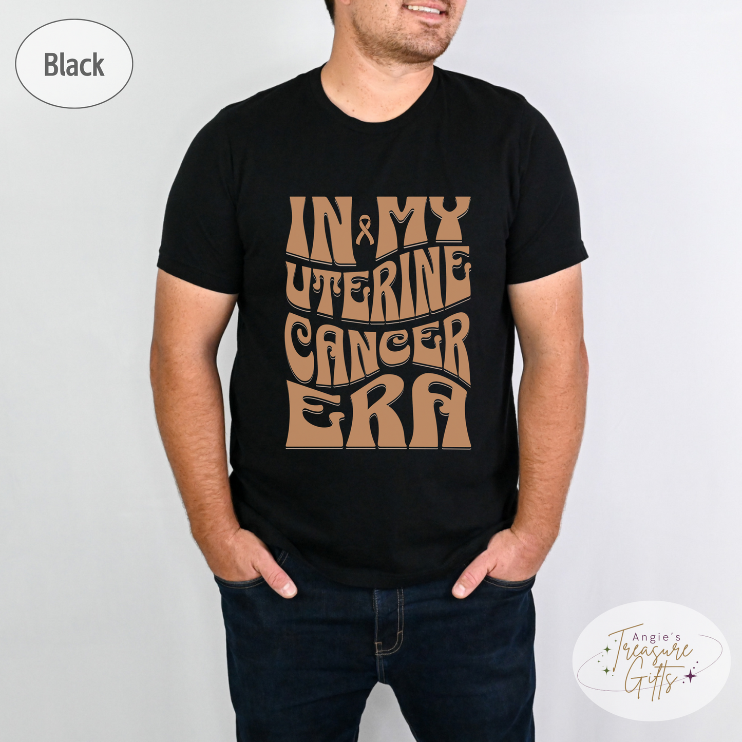 In My Uterine Cancer Era Shirt – Peach Awareness Ribbon – Bella Canvas 3001 Unisex Tee – Cancer Support Gift