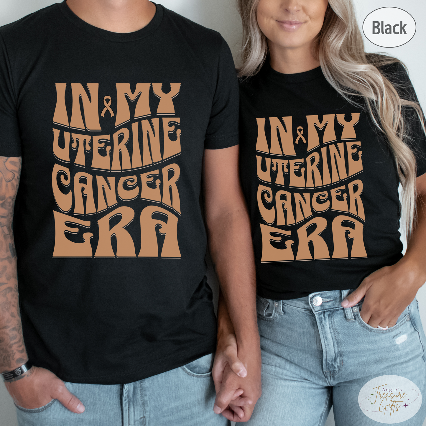 In My Uterine Cancer Era Shirt – Peach Awareness Ribbon – Bella Canvas 3001 Unisex Tee – Cancer Support Gift