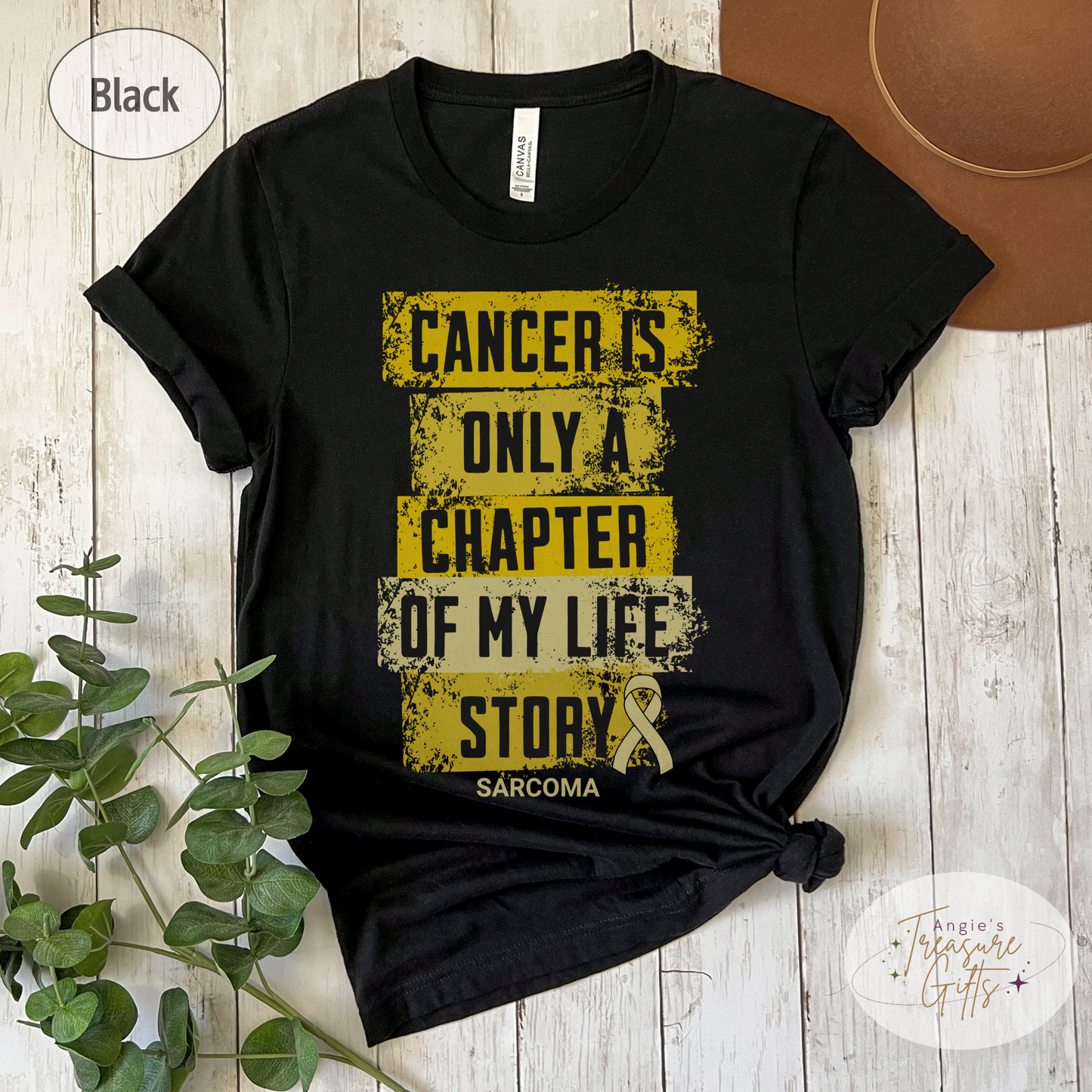 Sarcoma Cancer Awareness T-Shirt – Cancer Is Only a Chapter of My Life Story – Yellow Ribbon Survivor & Support Shirt