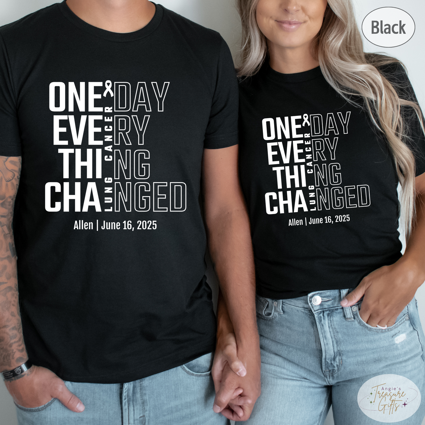 Personalized Lung Cancer Awareness T-Shirt – One Day Everything Changed – Custom Survivor, Warrior, Memorial Gift