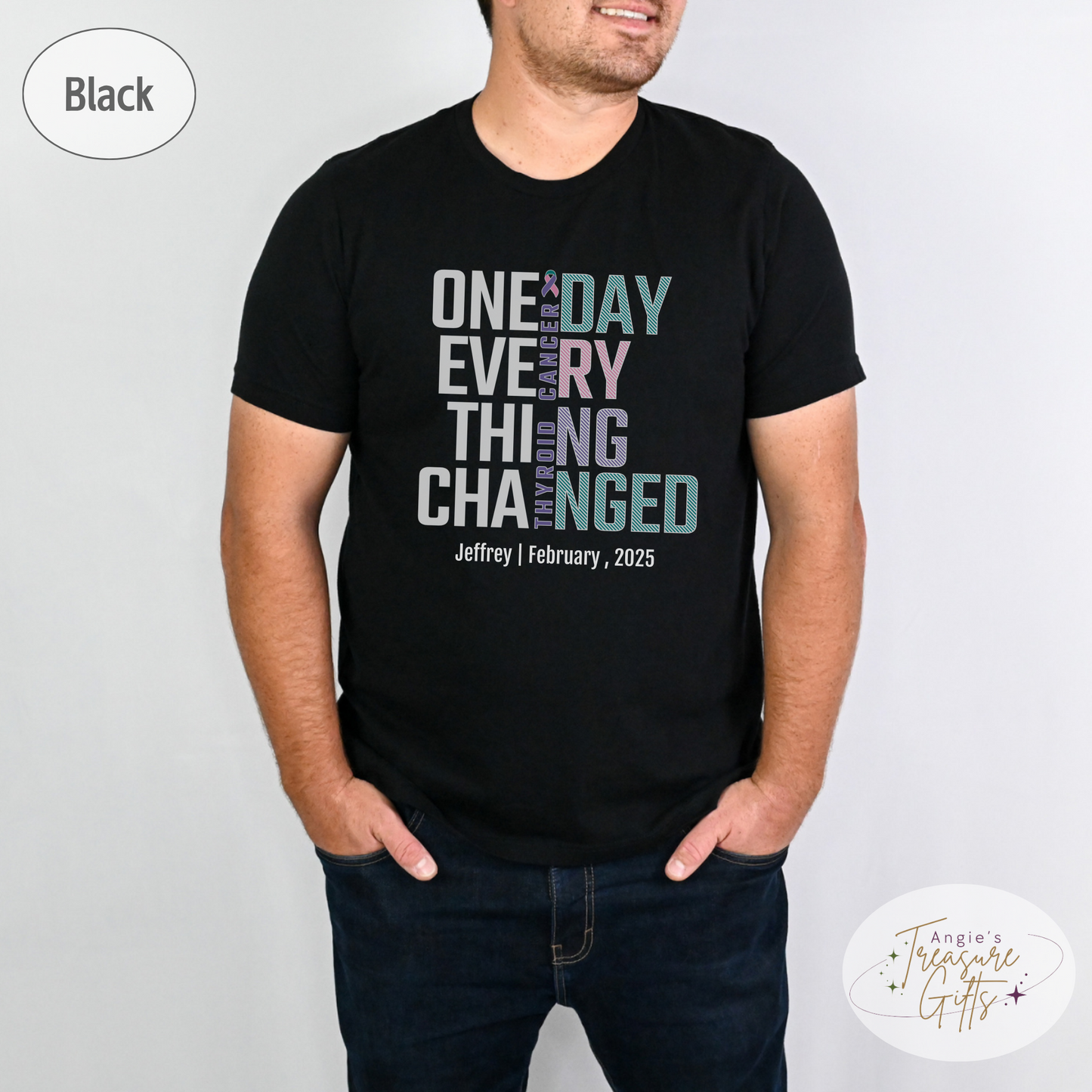 Personalized Thyroid Cancer Awareness T-Shirt – One Day Everything Changed – Custom Survivor, Warrior, Memorial Gift