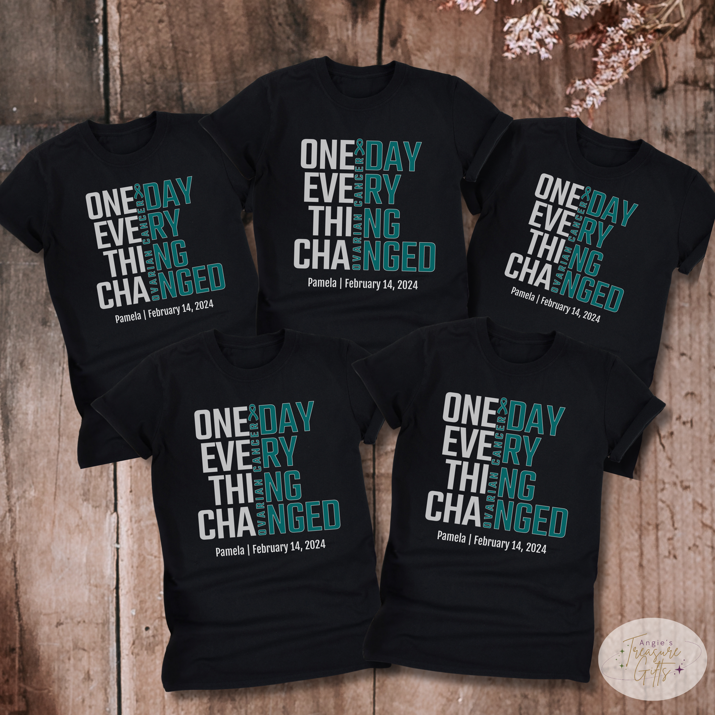 Personalized Ovarian Cancer Awareness T-Shirt – One Day Everything Changed – Custom Survivor, Warrior, Memorial Gift