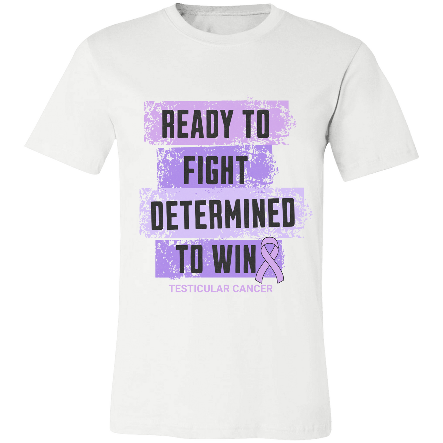 Testicular Cancer Awareness T-Shirt – Light Purple Ribbon Survivor Gift – Ready to Fight Determined to Win