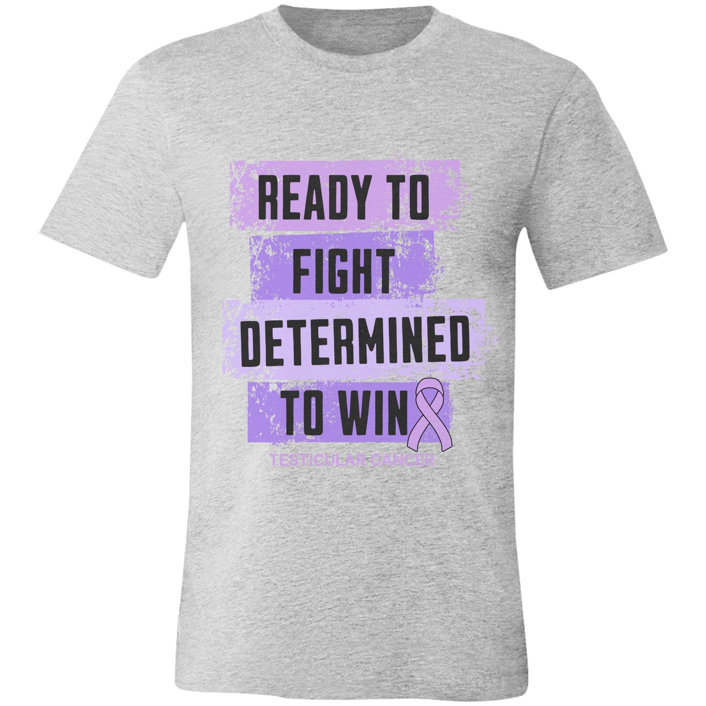 Testicular Cancer Awareness T-Shirt – Light Purple Ribbon Survivor Gift – Ready to Fight Determined to Win