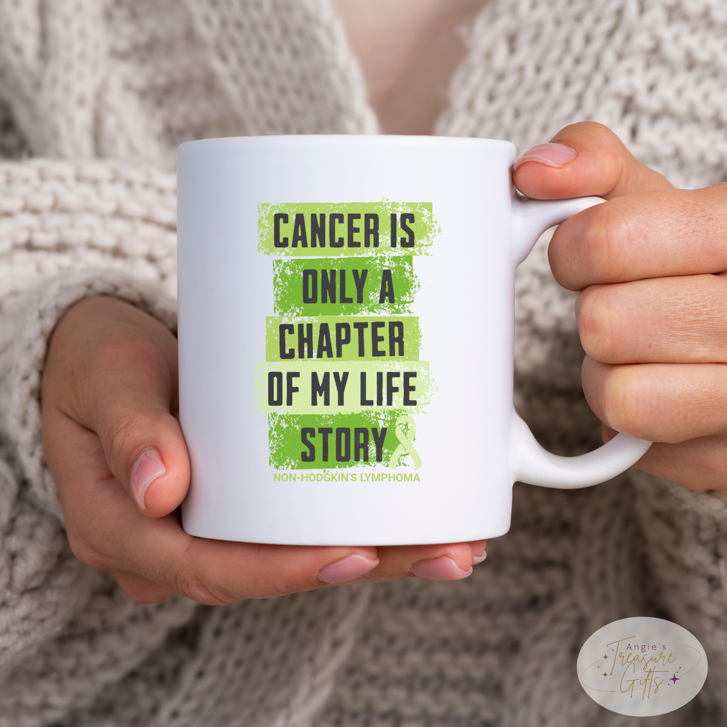 Non-Hodgkin’s Lymphoma Survivor Mug – Lime Green Ribbon Cup - "Cancer Is Only a Chapter" Gift - Mother's Day Present - Father's Day Gift