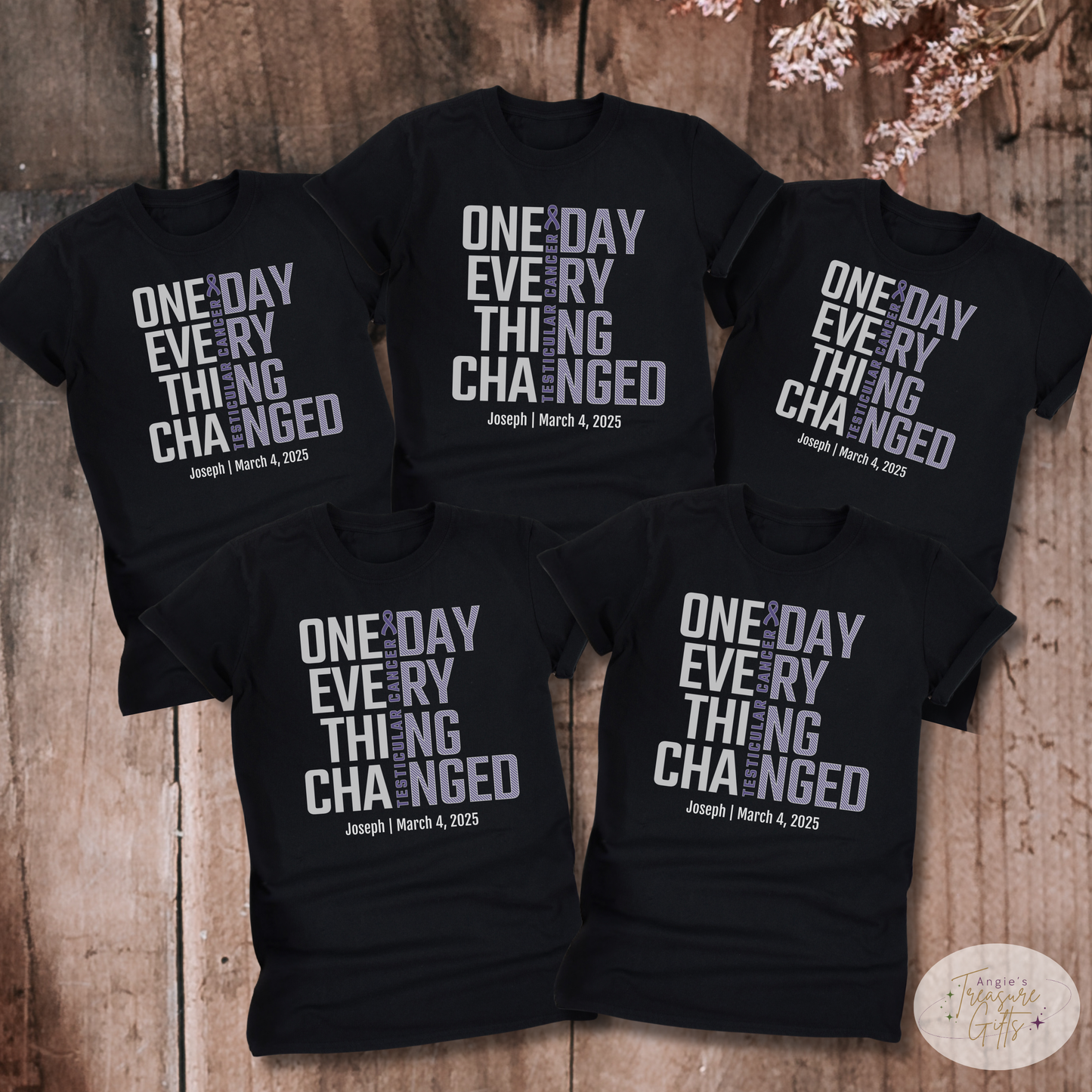 Personalized Testicular Cancer Awareness T-Shirt – One Day Everything Changed – Custom Survivor, Warrior, Memorial Gift