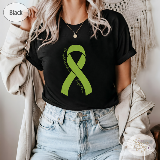 Personalized Non-Hodgkin’s Lymphoma Awareness Shirt – Lime Green Ribbon Tee – Customizable Survivor, Warrior, Fighter Support – Bella Canvas 3001