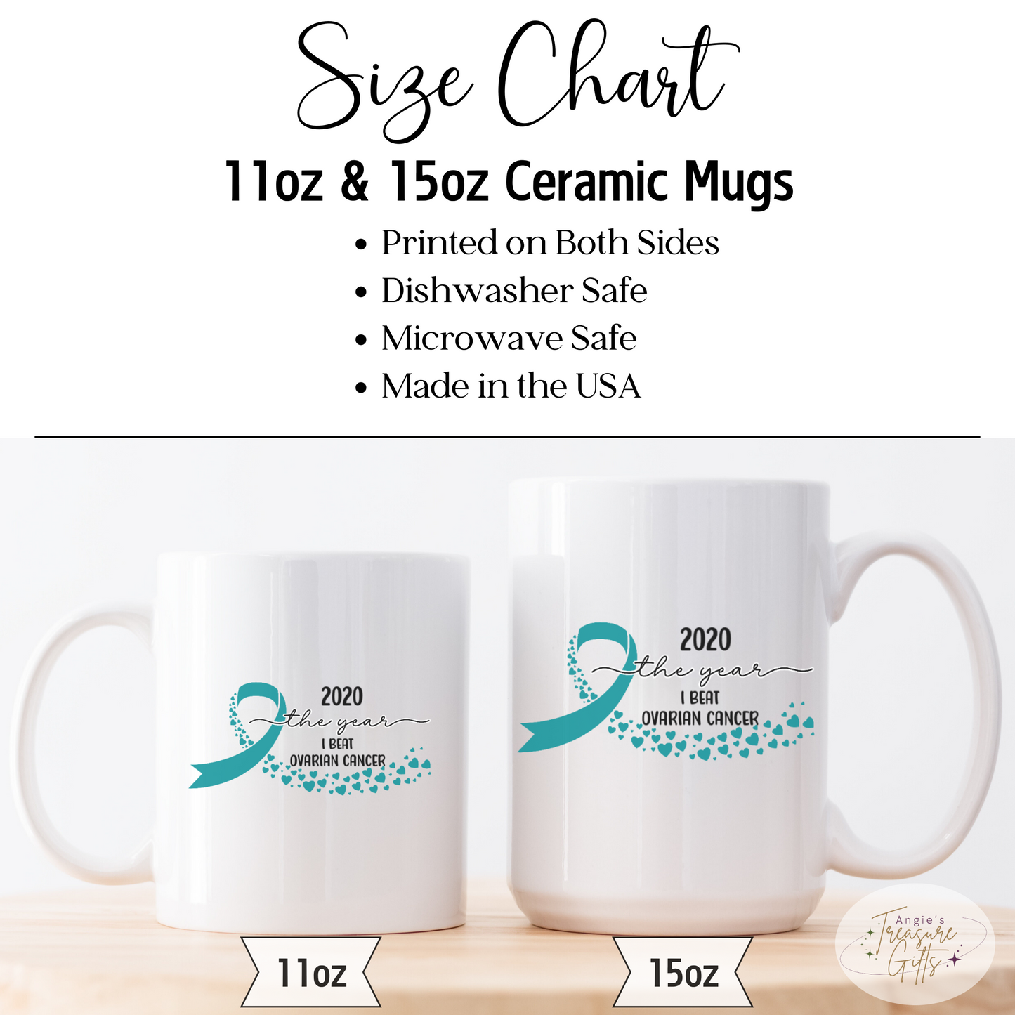 Personalized Ovarian Cancer Survivor Mug – Teal Awareness Ribbon Coffee Cup
