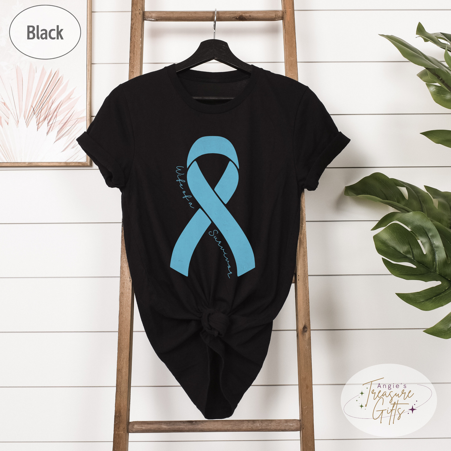 Personalized Prostate Cancer Awareness Shirt – Light Blue Ribbon Tee – Customizable Survivor, Warrior, Fighter Support – Bella Canvas 3001