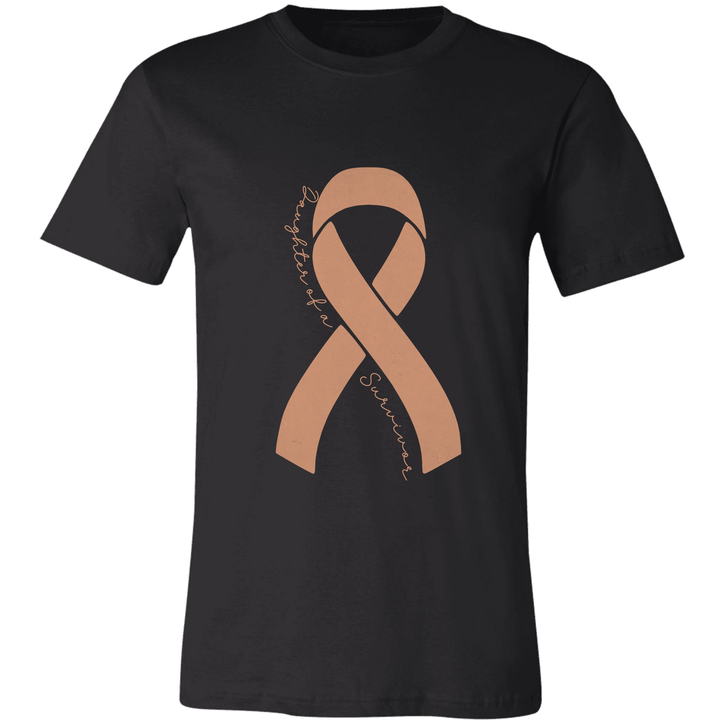 Personalized Uterine Cancer Awareness Shirt – Peach Ribbon Tee – Customizable Survivor, Warrior, Fighter Support – Bella Canvas 3001