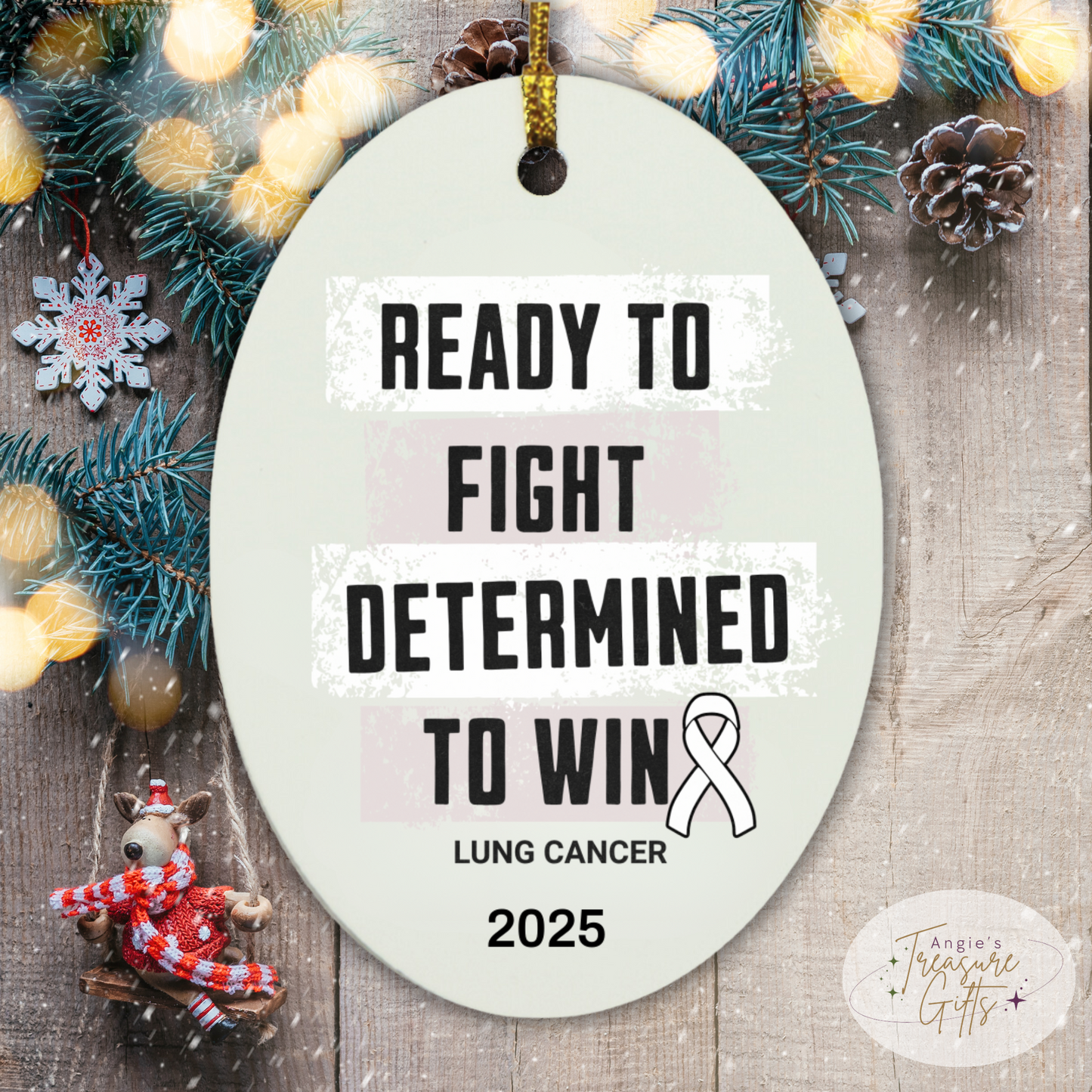 Personalized Lung Cancer Awareness Ornaments – White Ribbon Keepsakes