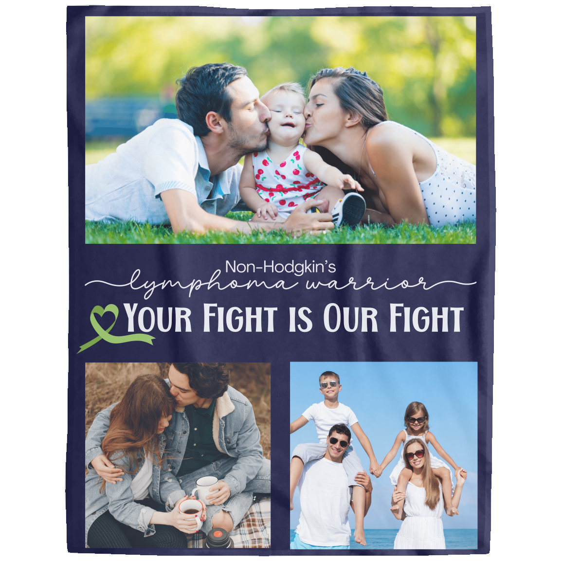Personalized Non-Hodgkin’s Lymphoma Warrior Photo Blanket – “Your Fight Is Our Fight” Plush Fleece 60x80