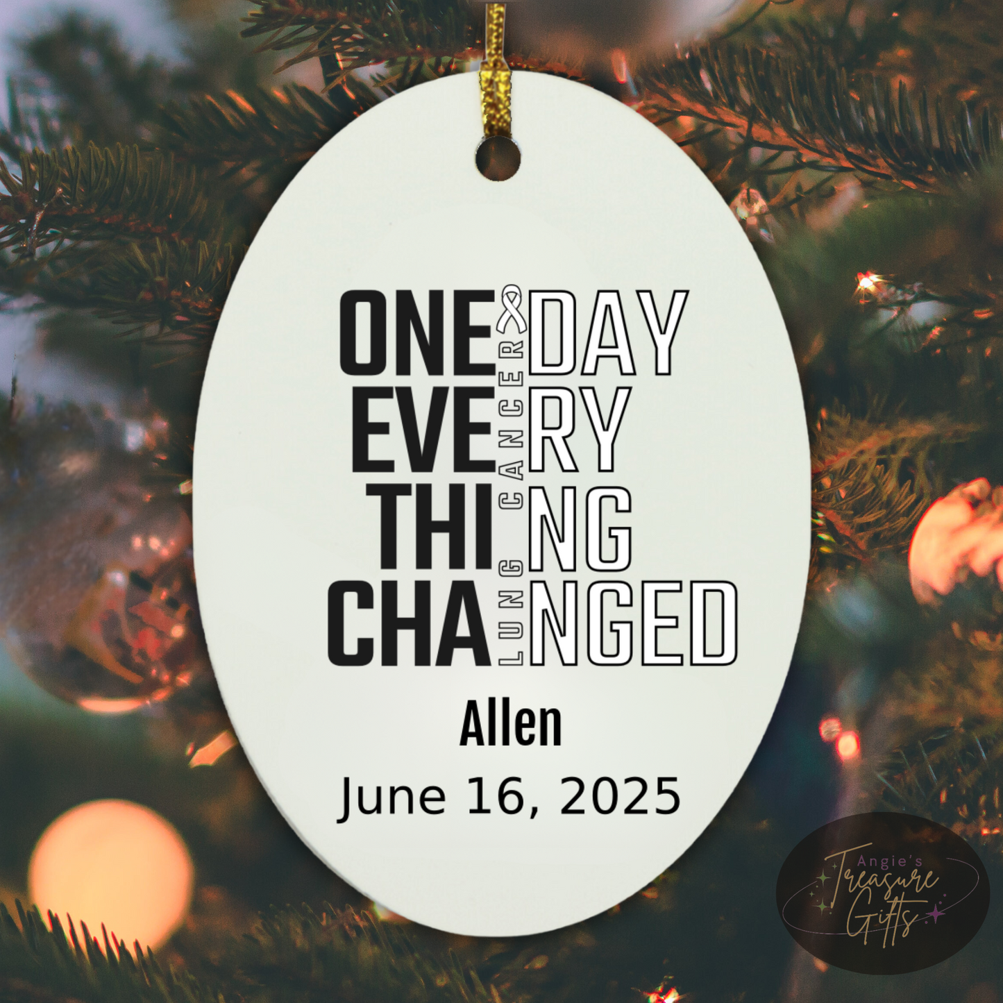 One Day Everything Changed Lung Cancer Awareness Ornament – Personalized Survivor Gift