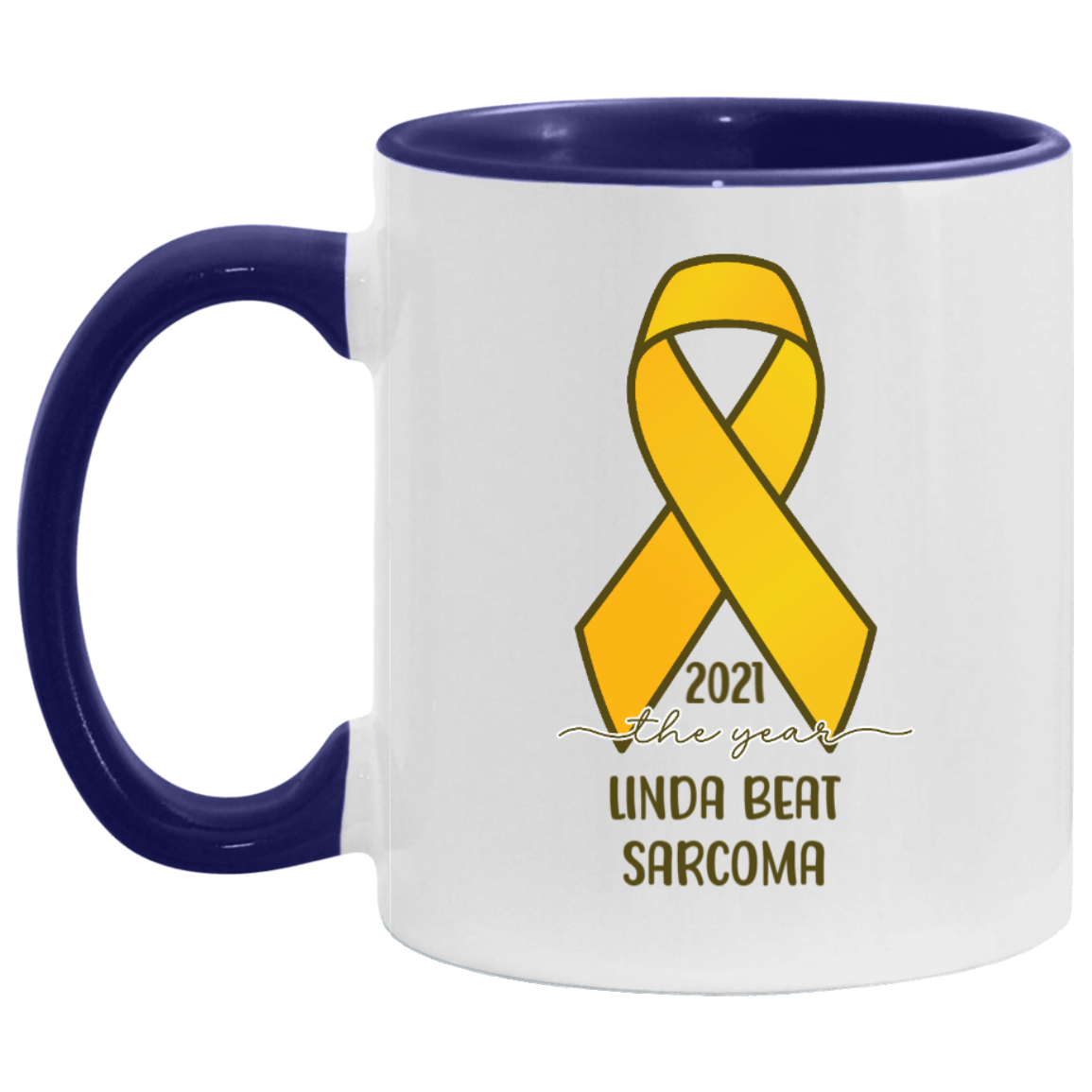 Personalized Sarcoma Cancer Survivor Mug – Yellow Awareness Ribbon Coffee Cup