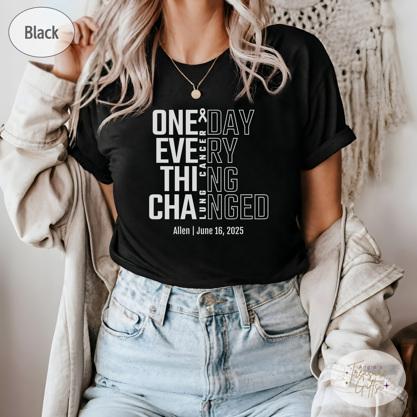 Personalized Lung Cancer Awareness T-Shirt – One Day Everything Changed – Custom Survivor, Warrior, Memorial Gift