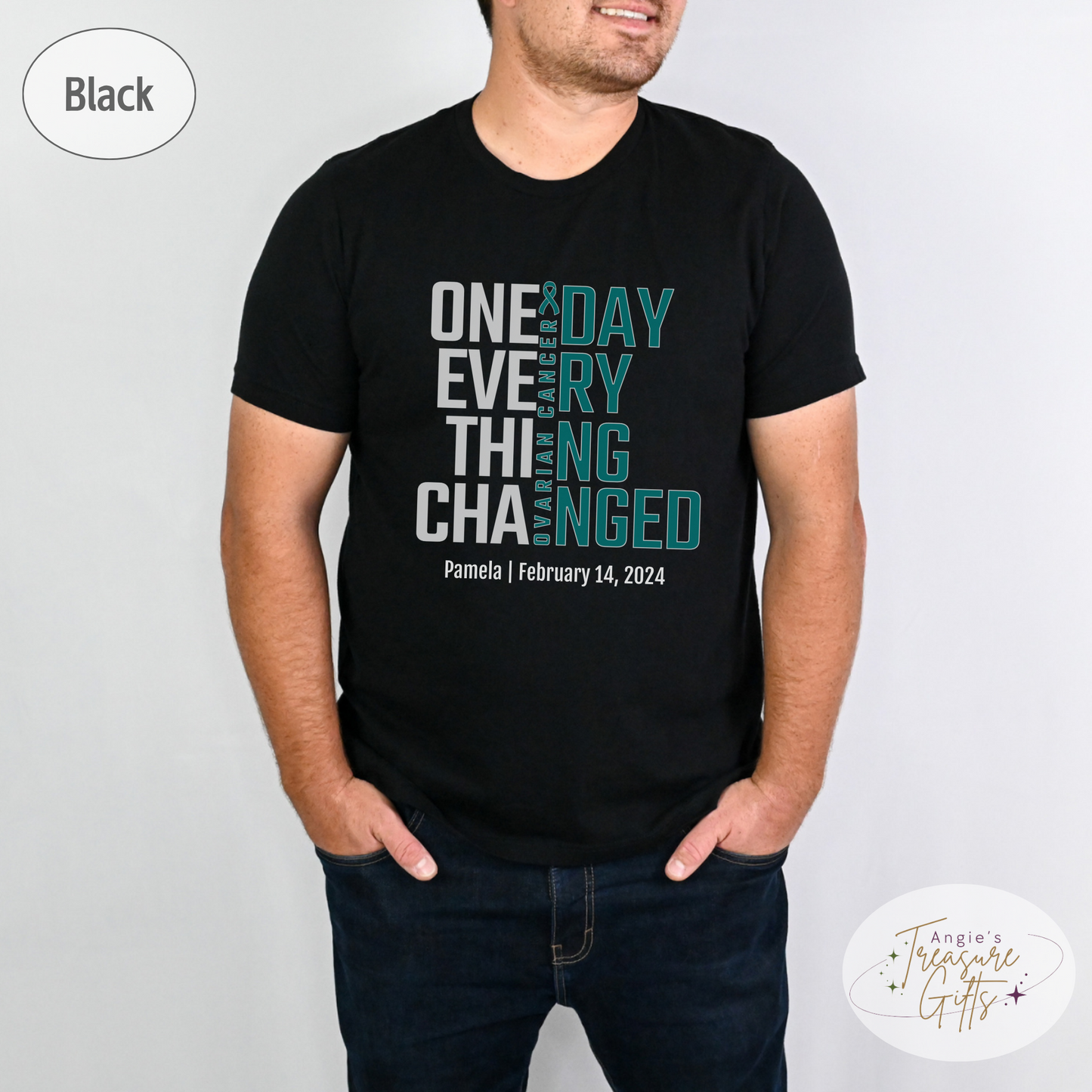 Personalized Ovarian Cancer Awareness T-Shirt – One Day Everything Changed – Custom Survivor, Warrior, Memorial Gift