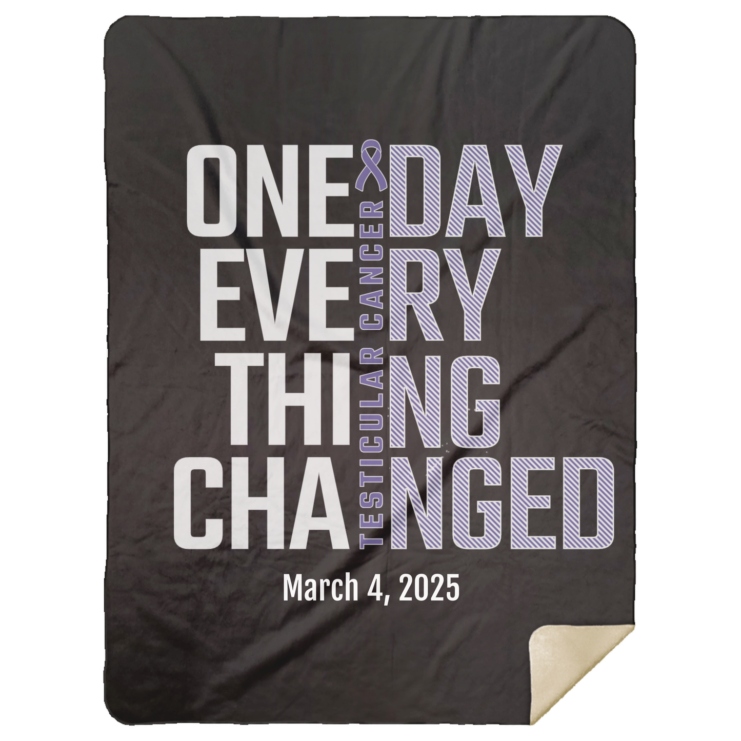 Personalized Testicular Cancer Awareness Sherpa Blanket – One Day Everything Changed – Custom Name & Date - Three Sizes