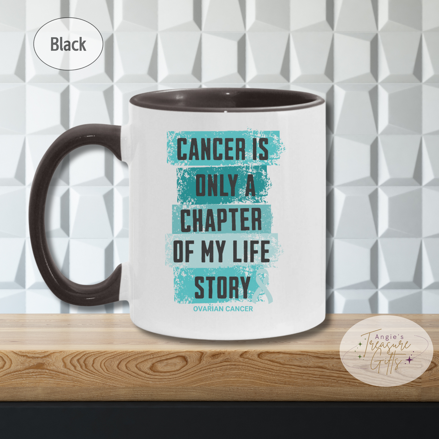 Ovarian Cancer Survivor Mug - Teal Ribbon Ceramic Mug - Women's Cancer Awareness, Mother's Day Gift for Cancer Survivor