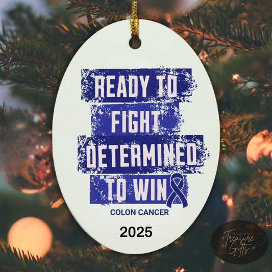 Personalized Colon Cancer Awareness Ornaments – Dark Blue Ribbon Keepsakes